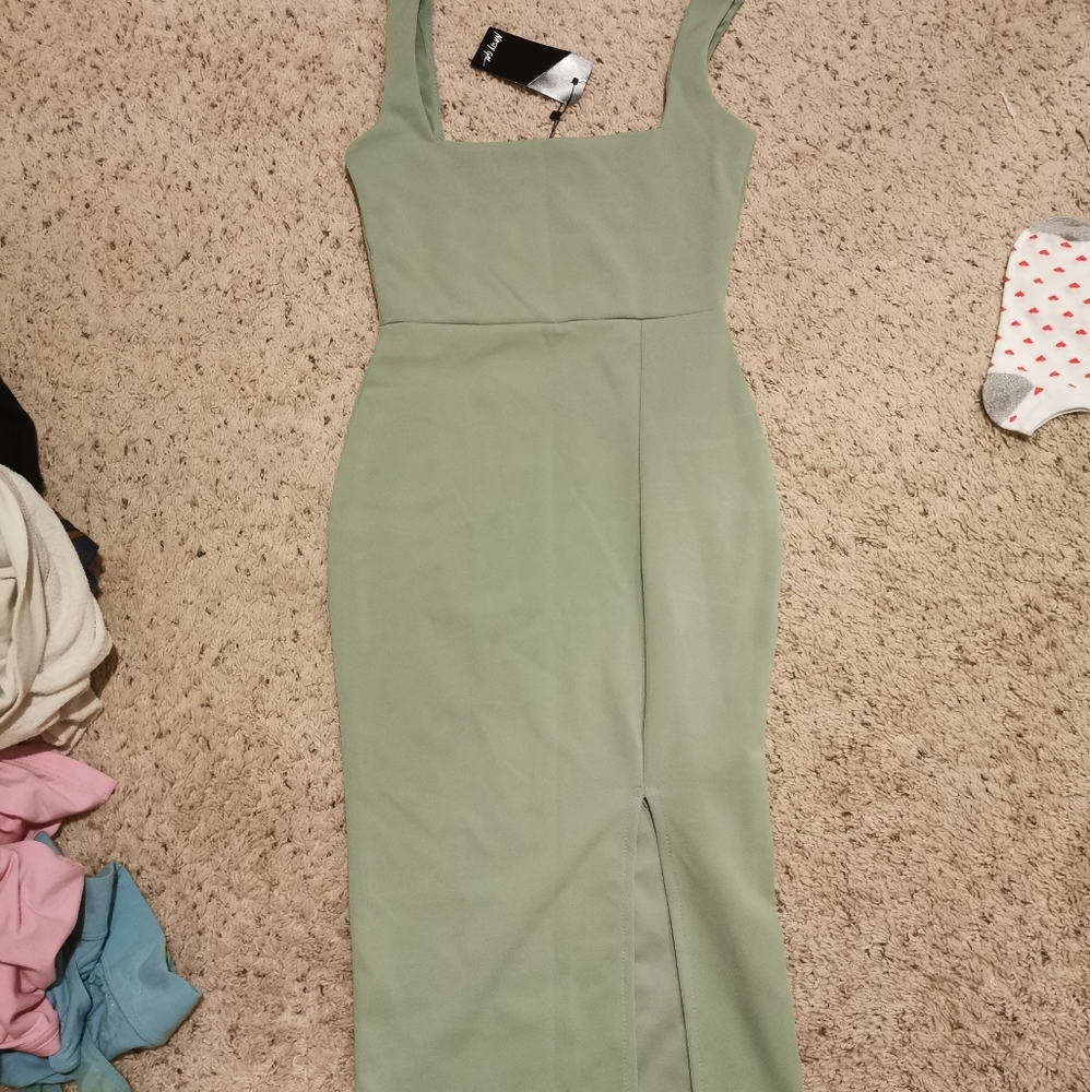 Nasty Gal green square neck dress